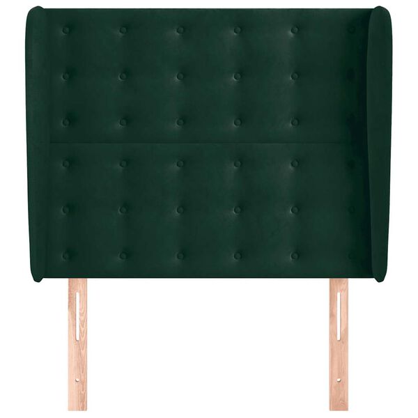 vidaXL Zagł&oacute;wek uszak, ciemnozielony, 103x23x118/128 cm, aksamit