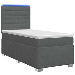 vidaXL Ł&oacute;żko kontynentalne z materacem ciemnoszary 80 x 200 cm tkanina