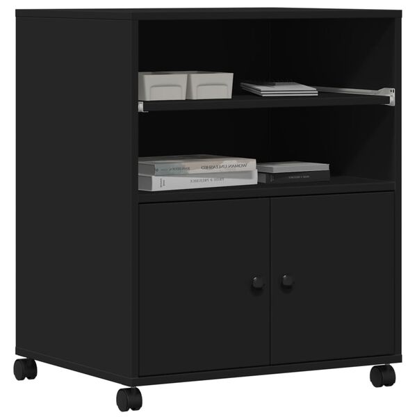 vidaXL Szafka pod drukarkę, z kółkami, czarna, 60x48x74 cm