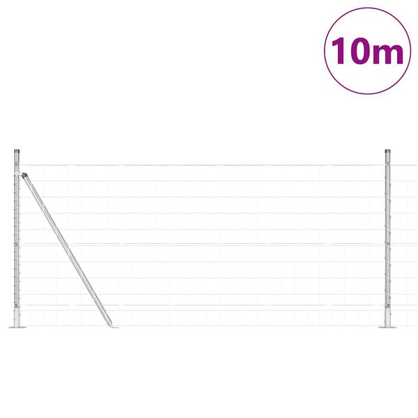 vidaXL Ogrodzenie z słupkiem Srebrny 0,8 x 10 m Stal