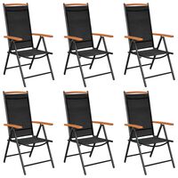 vidaXL Składane krzesła ogrodowe, 6 szt., tkanina textilene, czarne