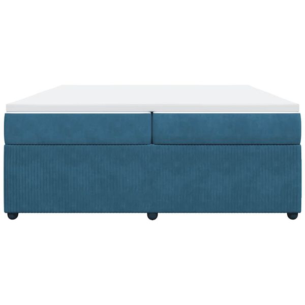 vidaXL Łóżko kontynentalne z materacem, niebieskie, aksamit, 200x200cm