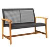 vidaXL Ławka ogrodowa, czarna, 112 cm, polirattan i drewno akacjowe