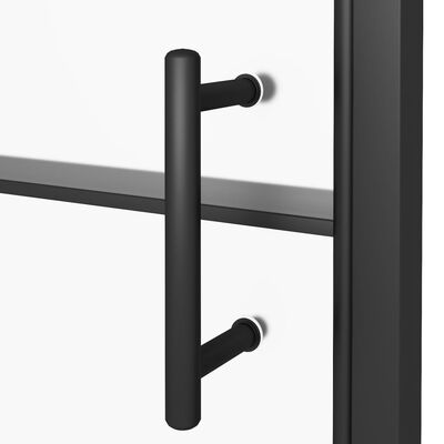 vidaXL Drzwi prysznicowe, 91x195cm, hartowane szkło półmrożone, czarne