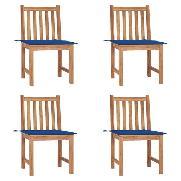 vidaXL Krzesła ogrodowe, 4 szt., z poduszkami, lite drewno tekowe