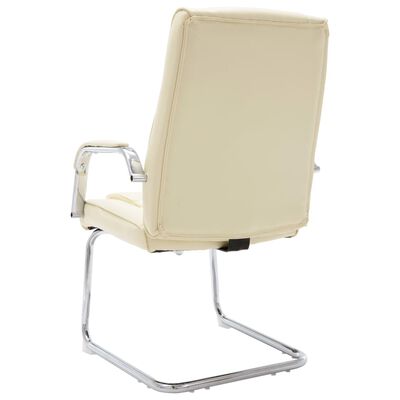 vidaXL Krzesło biurowe, wspornikowe, kremowe, sztuczna skóra