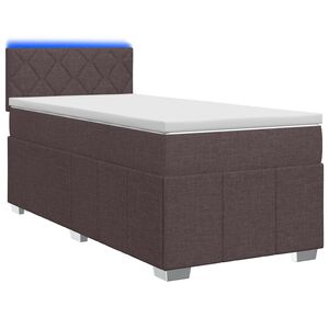 vidaXL Ł&oacute;żko kontynentalne z materacem Ciemny brąz 90 x 200 cm tkanina