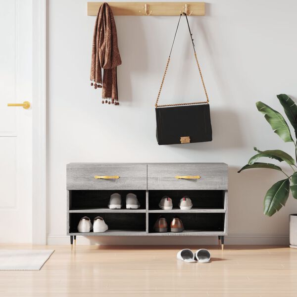 vidaXL Ławka z miejscem na buty, szary dąb sonoma, 102x35x55 cm