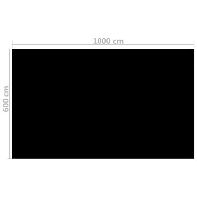 vidaXL Prostokątna pokrywa na basen, 1000 x 600 cm, PE, czarna