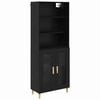 vidaXL Highboard Czarny Dąb 69,5 x 32,5 x 180 cm Drewno inżynieryjne