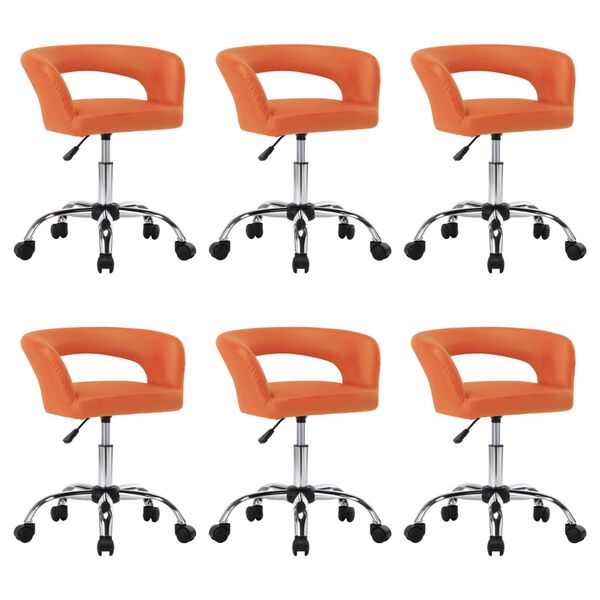 vidaXL Krzesła stołowe, 6 szt., pomarańczowe, sztuczna sk&oacute;ra