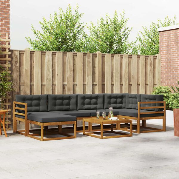 vidaXL Zestaw sof na zewnątrz z poduszką 7 pcs Naturalny i Antracytowy