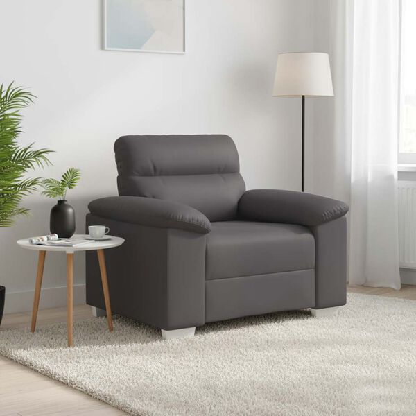 vidaXL Fotel, szary, 100x81x84 cm, obity sztuczną sk&oacute;rą