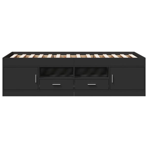 vidaXL Ł&oacute;żko dzienne z szufladami, bez materaca, czarna, 75x190 cm