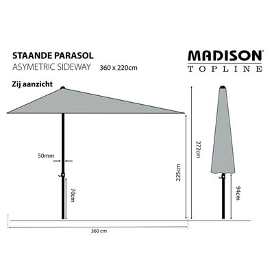 Madison Parasol Asymmetric Sideway, 360x220 cm, ecru, PC15P016