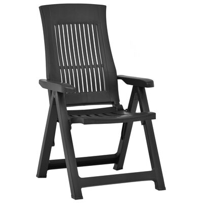 vidaXL Rozkładane krzesła do ogrodu, 2 szt., plastikowe, antracytowe