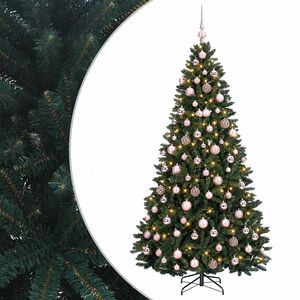 vidaXL Sztuczna choinka ciemnozielona z bombkami 180 cm 300 LED