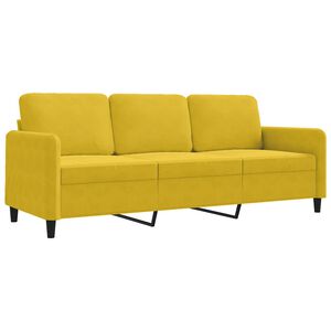 vidaXL Sofa 3-osobowa, ż&oacute;łty, 180 cm, tapicerowana aksamitem