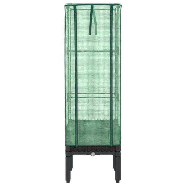 vidaXL Podwyższona donica ze szklarnią, wygląd rattanu, 40x40x140 cm