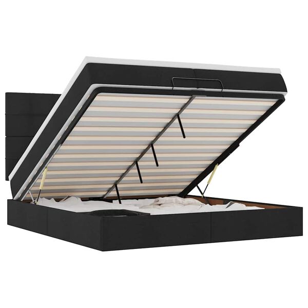 vidaXL Rama ł&oacute;żka otomana z materacami, czarna, 200x200 cm, tkanina