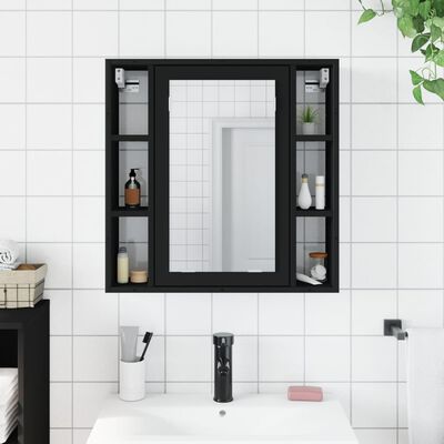vidaXL Szafka łazienkowa z lustrem, czarna, 60x16x60 cm