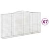 vidaXL Kosze gabionowe, 7 szt, 400x50x200/220 cm, galwanizowane żelazo