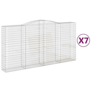 vidaXL Kosze gabionowe, 7 szt, 400x50x200/220 cm, galwanizowane żelazo