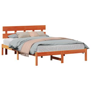vidaXL Ramka ł&oacute;żka Brązowy 140 x 200 cm Lite drewno sosnowe