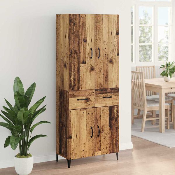 vidaXL Highboard Montowane na ścianie Stare drewno 69,5 x 34 x 180 cm