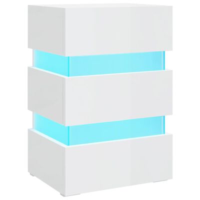 vidaXL Szafka nocna z LED, wysoki połysk, biała, 45x35x67 cm