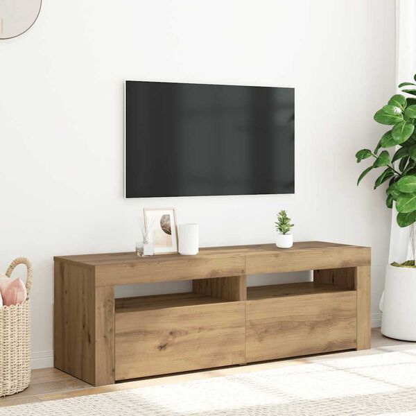 vidaXL Szafka pod TV z oświetleniem LED, dąb artisan, 120x35x40 cm