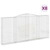 vidaXL Kosze gabionowe, 8 szt, 400x30x180/200 cm, galwanizowane żelazo