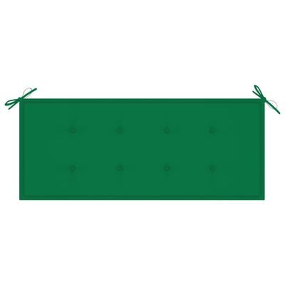 vidaXL Ławka ogrodowa z zieloną poduszką, 120 cm, lite drewno tekowe