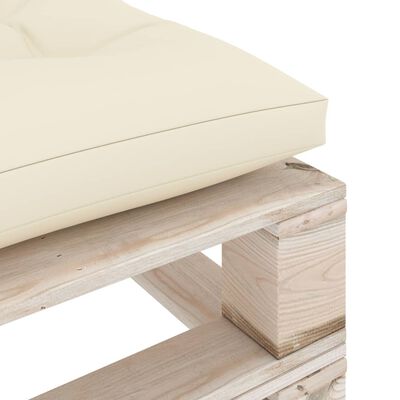 vidaXL Ogrodowy stołek z palet z kremową poduszką, drewno sosnowe