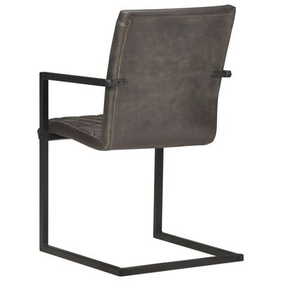 vidaXL Krzesła stołowe, wspornikowe, 2 szt., szare, skóra naturalna