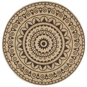 vidaXL Ręcznie wykonany dywanik, juta, ciemnobrązowy nadruk, 90 cm