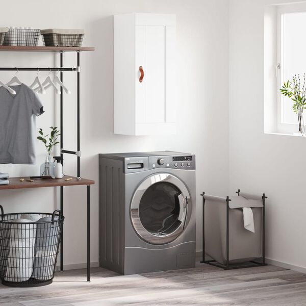 vidaXL Szafka wisząca, biała, 34,5x34x90 cm, materiał drewnopochodny