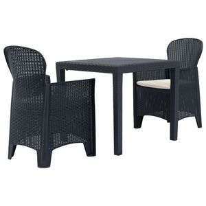 vidaXL 3-częściowy zestaw bistro, antracytowy, stylizowany na rattan