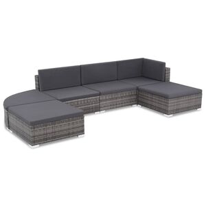 vidaXL 6-cz. zestaw wypoczynkowy do ogrodu, poduszki, rattan PE, szary