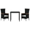 vidaXL Zestaw do jadalni w ogrodzie z poduszką 3 pcs Czarny