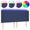 vidaXL Zagł&oacute;wek do ł&oacute;żka z LED, niebieski, 203x16x118/128 cm, tkanina