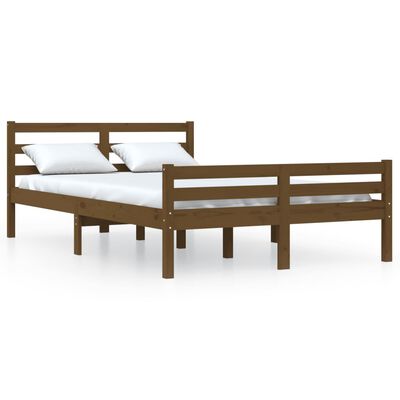 vidaXL Rama łóżka, miodowy brąz, lite drewno, 140 x 190 cm