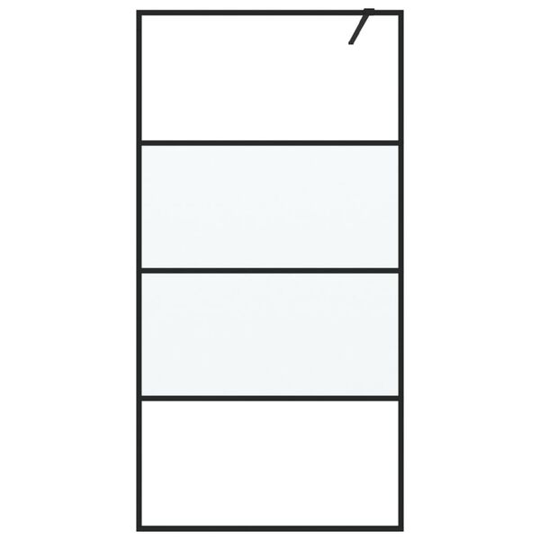 vidaXL Ścianka prysznicowa, czarna, 100x195 cm, półmrożone szkło ESG
