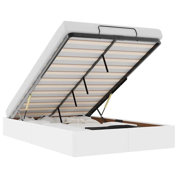 vidaXL Rama łóżka otomana bez materaca, biała, 120x200 cm, ekoskóra