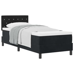 vidaXL Ł&oacute;żko sprężynowe z materacem Czarny 80 x 200 cm Aksamit