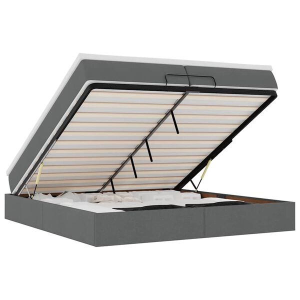 vidaXL Rama łóżka otomana z materacami, szara, 200x200 cm, tkanina