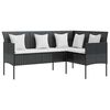 vidaXL Sofa w kształcie litery L z poduszkami, rattan PE, czarna
