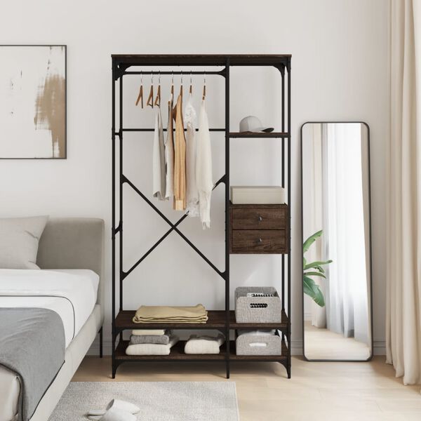 vidaXL Szafa z szufladami, brązowy dąb, 100x40x180 cm