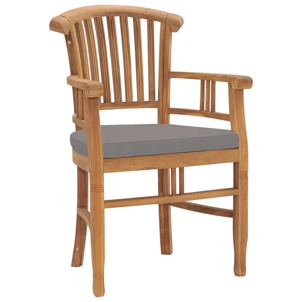 vidaXL Krzesła ogrodowe 2 szt., ciemnoszare poduszki, drewno tekowe