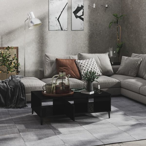 vidaXL Stolik kawowy, czarny, wysoki połysk, 103,5x60x35 cm